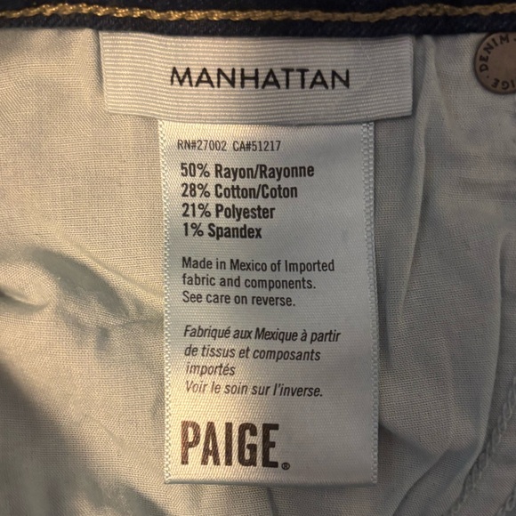 34” inseam PAIGE Manhattan High Rise Dark Blue Bootcut Jeans - Picture 7 of 7